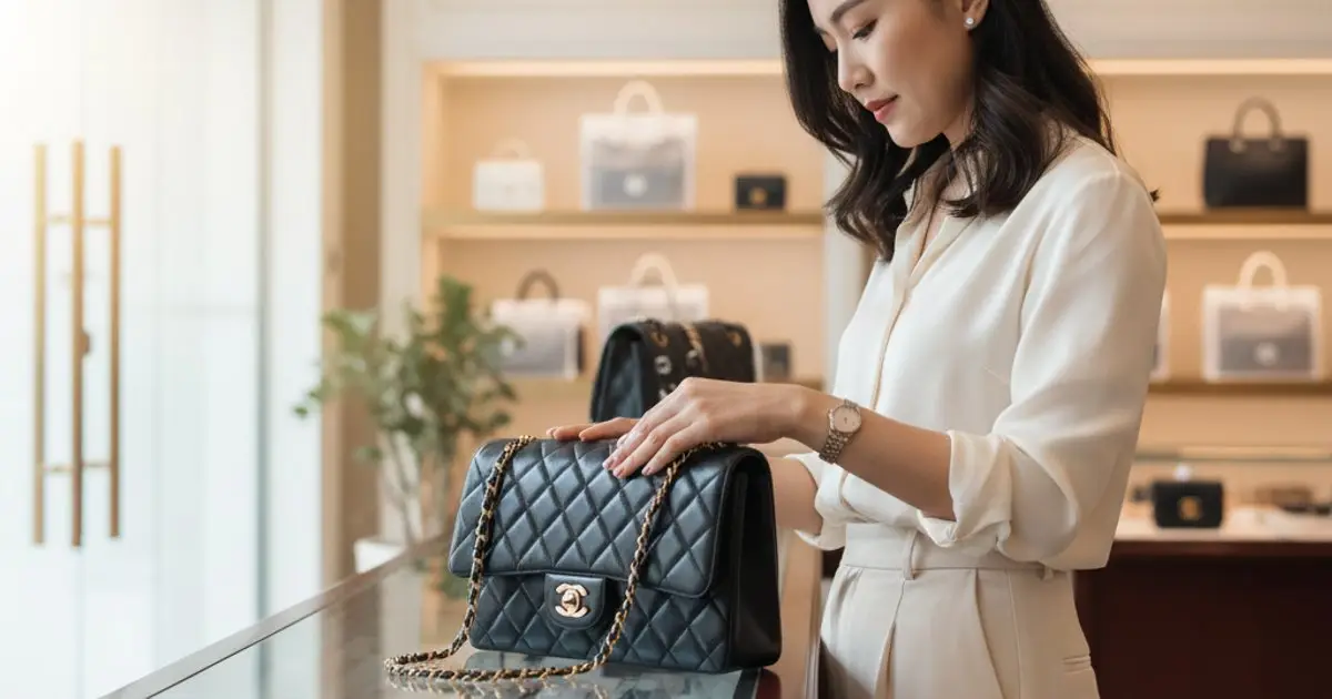 马来西亚女性在精品店选购二手名牌包包